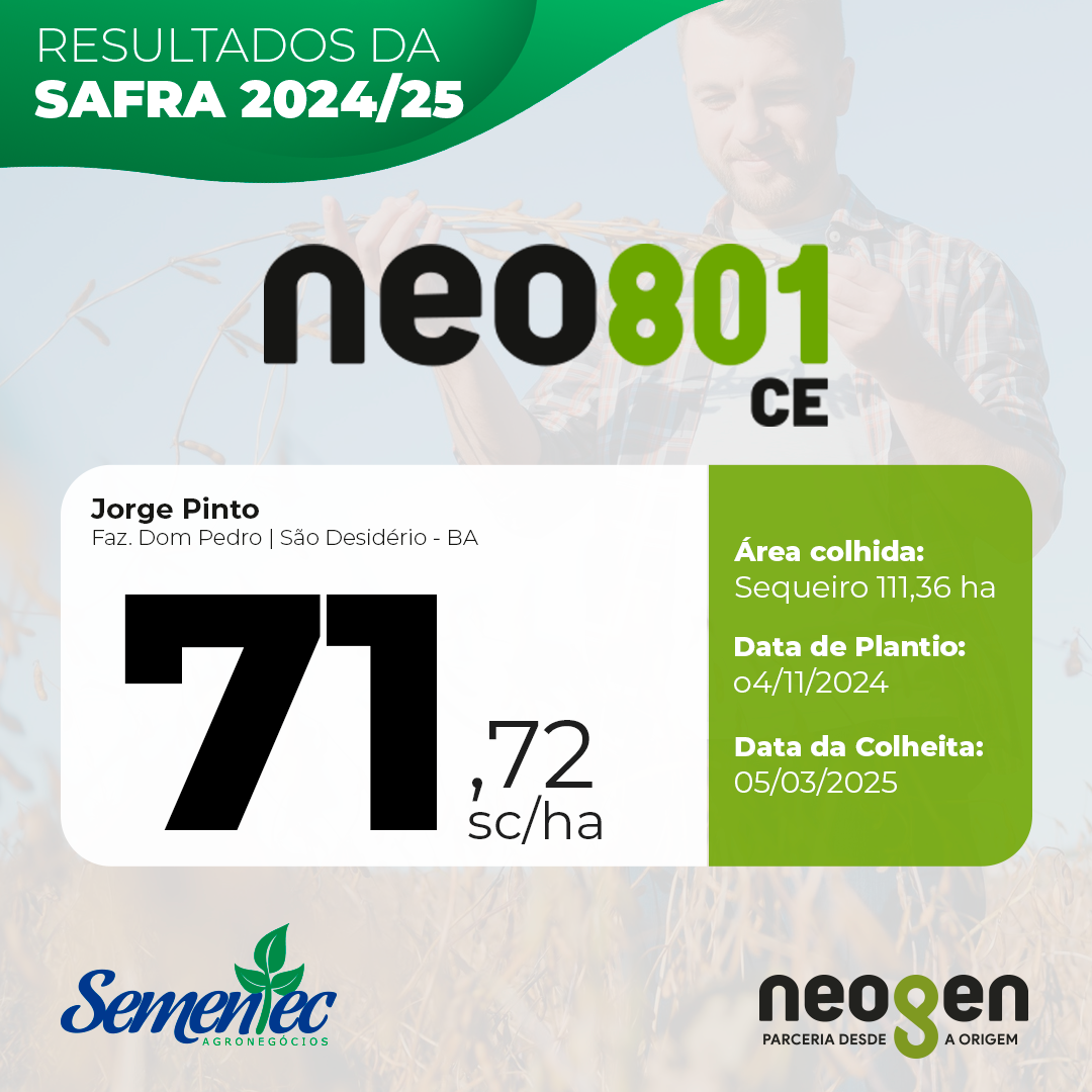 Resuldados da safara NEOGEN 801 CE