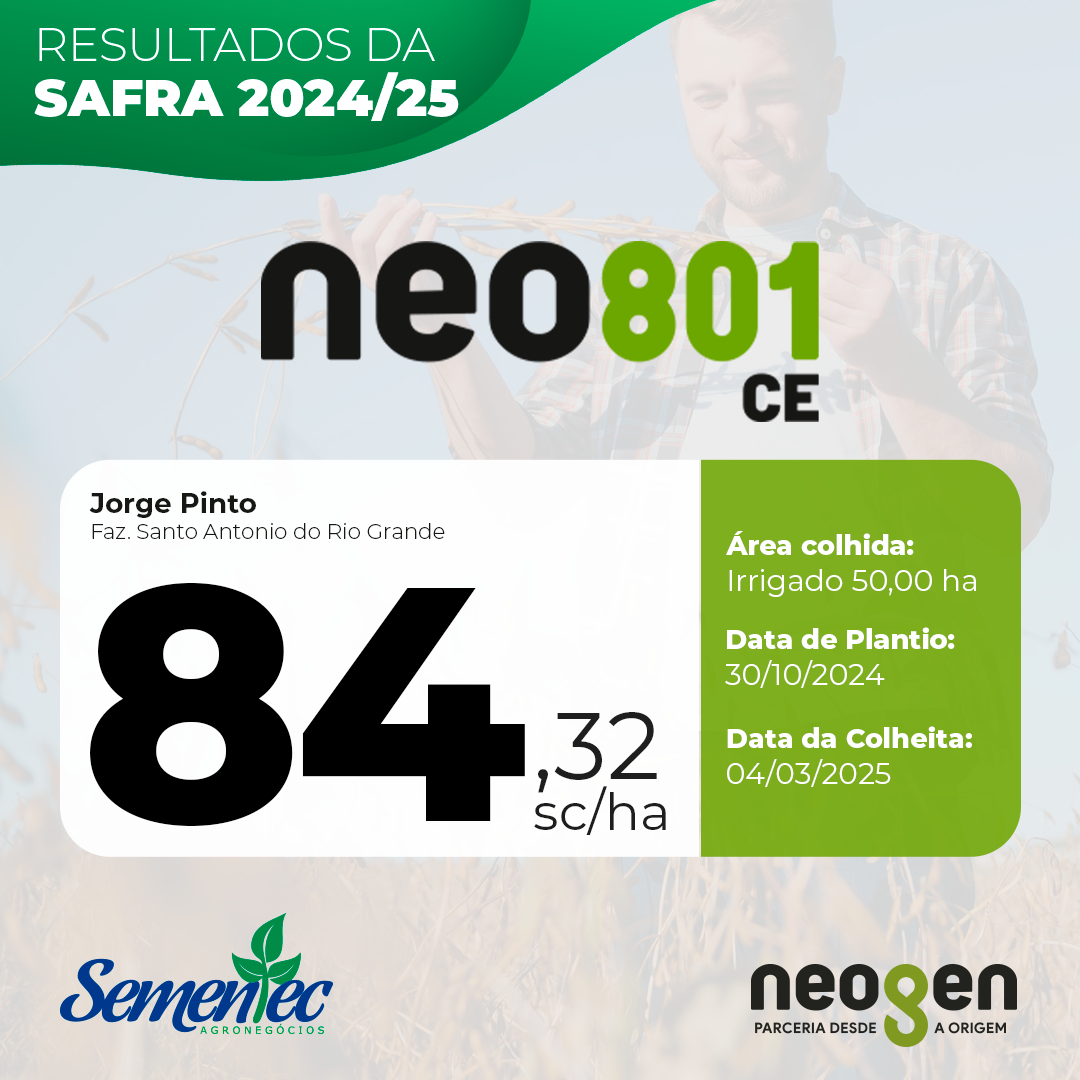 Resuldados da safara NEOGEN 801 CE